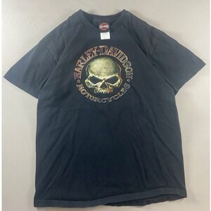 2018 Harley Davidson Skull Motorcycles Black T Shirt Men Large Graphic Tee